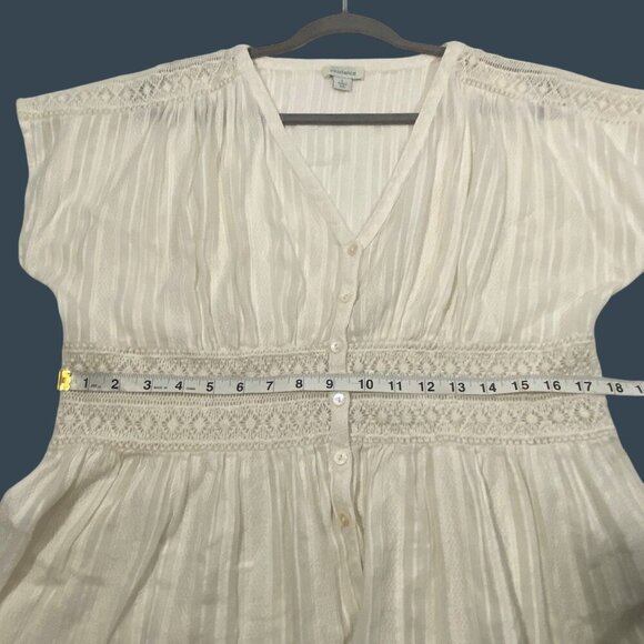 Sundance Womens Ivory Lace Button-Front crochet gauzy Blouse Size L light cool - Picture 9 of 10